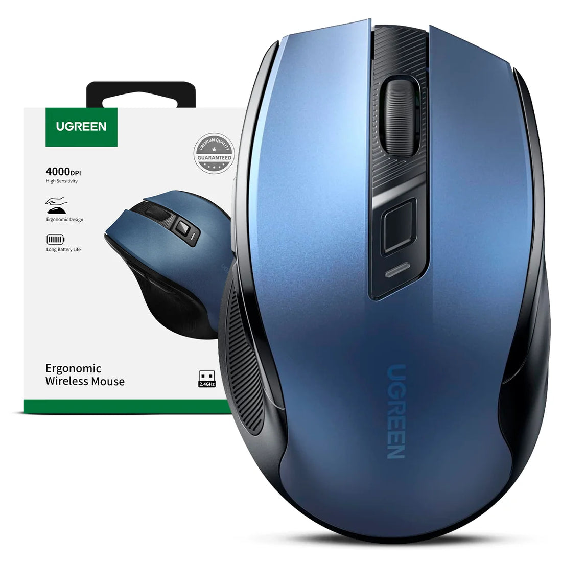 MOUSE ERGONOMICO - INALAMBRICO AZUL - 2.4 GHZ & BLUETOOH - 4000 DPI