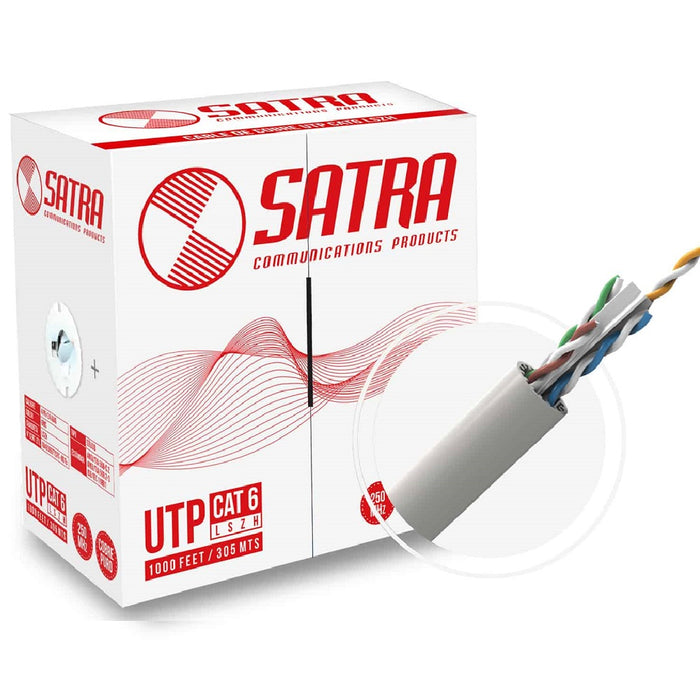 Rollo De Cable De Red Utp Azul Lszh-1 100%  Cobre Puro Cat6 Satra