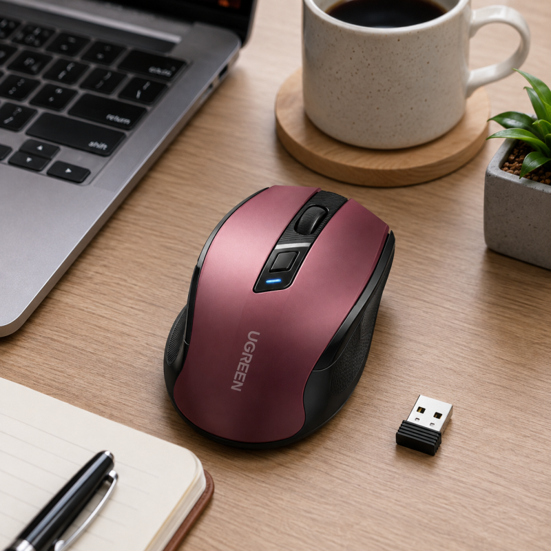 MOUSE ERGONOMICO - INALAMBRICO ROJO - 2.4 GHZ - & BLUETOOH - 4000 DPI