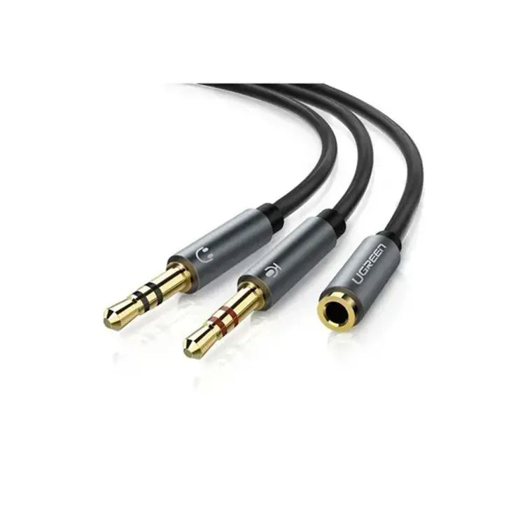 CABLE AUDIO 3.5 MM HEMBRA A 2 MACHOS - CARCASA DE ALUMINIO - NEGRO