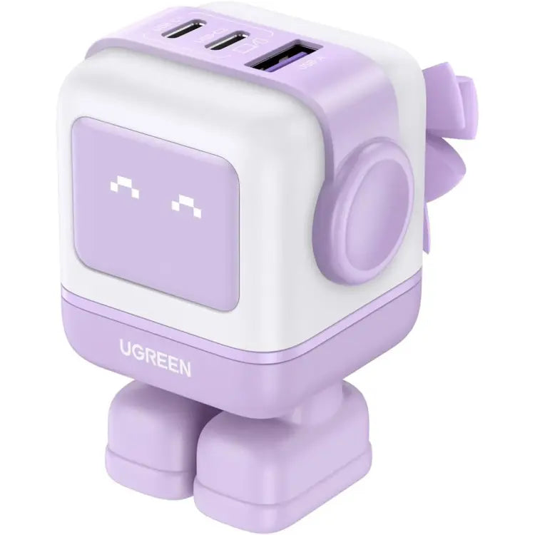CARGADOR FAST CHARGER - 65 W - GAN - 1 USB A + USB 2 - COLOR PURPURA