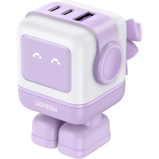 CARGADOR FAST CHARGER - 65 W - GAN - 1 USB A + USB 2 - COLOR PURPURA