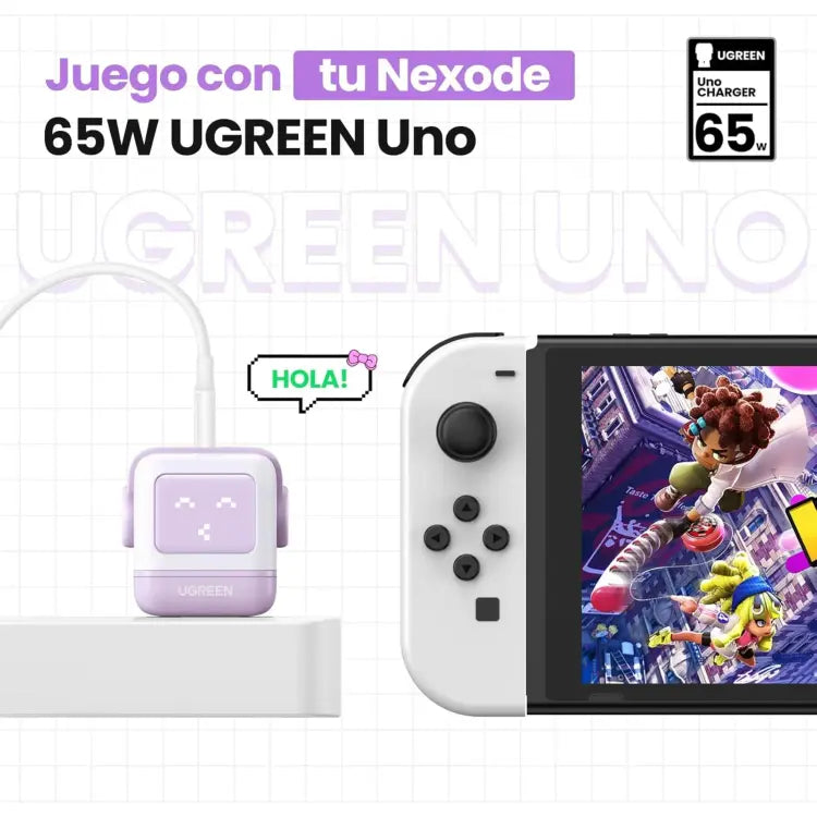 CARGADOR FAST CHARGER - 65 W - GAN - 1 USB A + USB 2 - COLOR PURPURA