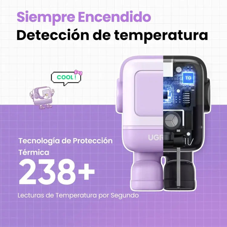 CARGADOR FAST CHARGER - 65 W - GAN - 1 USB A + USB 2 - COLOR PURPURA