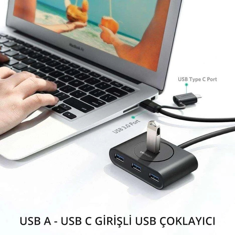 ADAPTADOR HUB USB C - 4 USB 3.0 - 1 MT