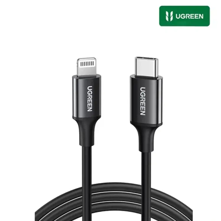 CABLE USB - C A LIGHTNING M/M - CARCASA ABS NIQUELADA - 1 MT - NEGRO