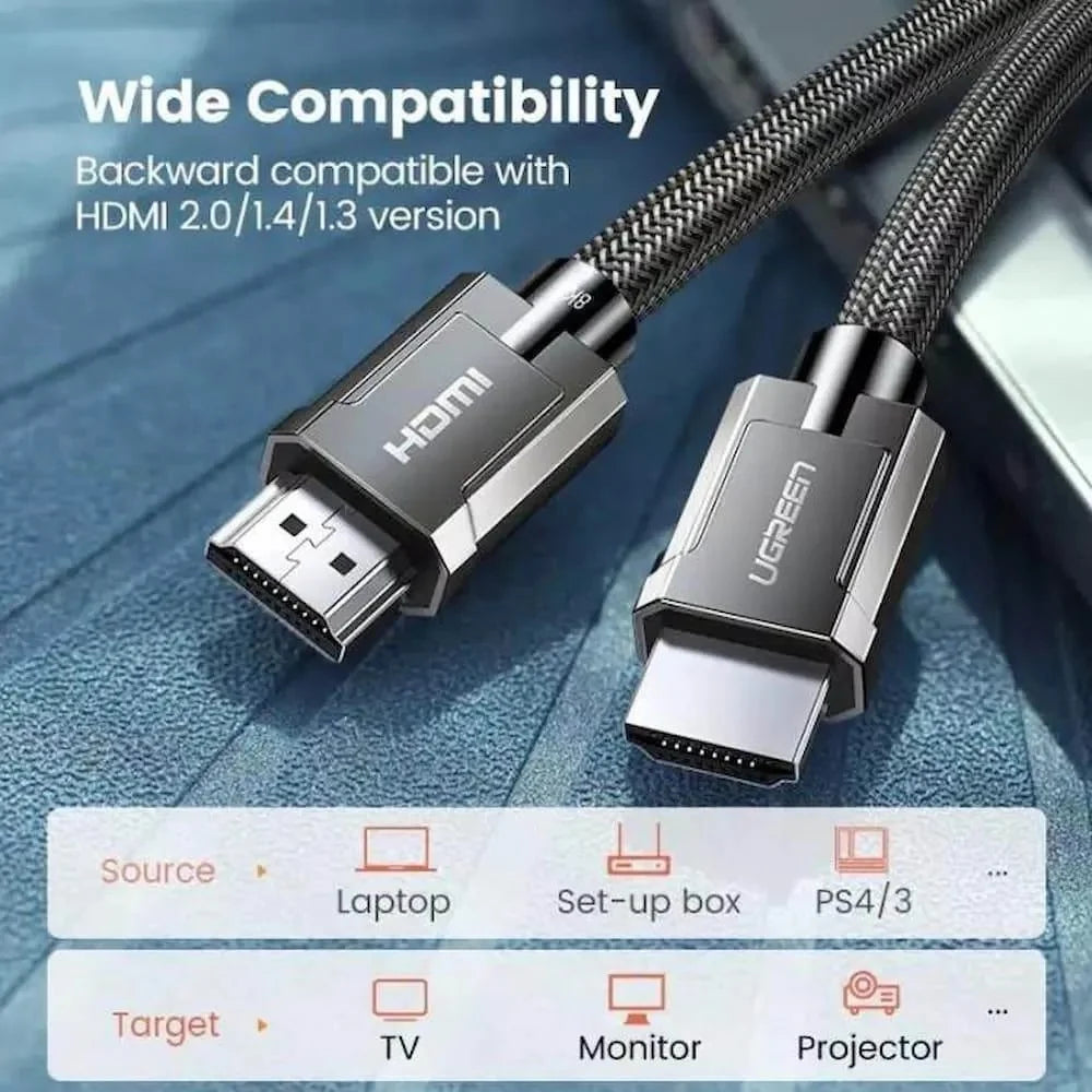 CABLE HDMI 8K MACHO/ MACHO REDONDO TRENZADO - 1 MT - GRIS