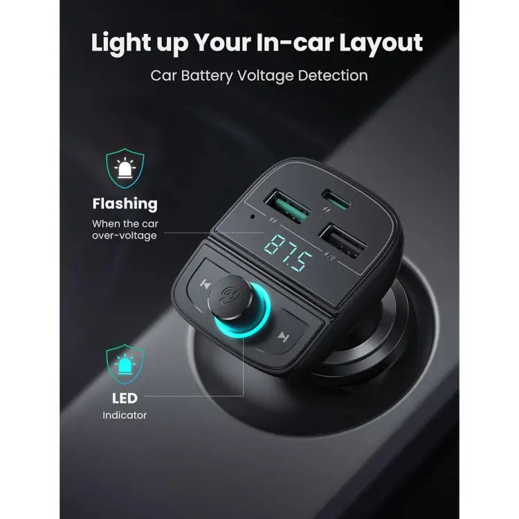 TRANSMISOR FM - BLUETOOH - CARGADOR PARA CARRO - RANURA TARJETA TF