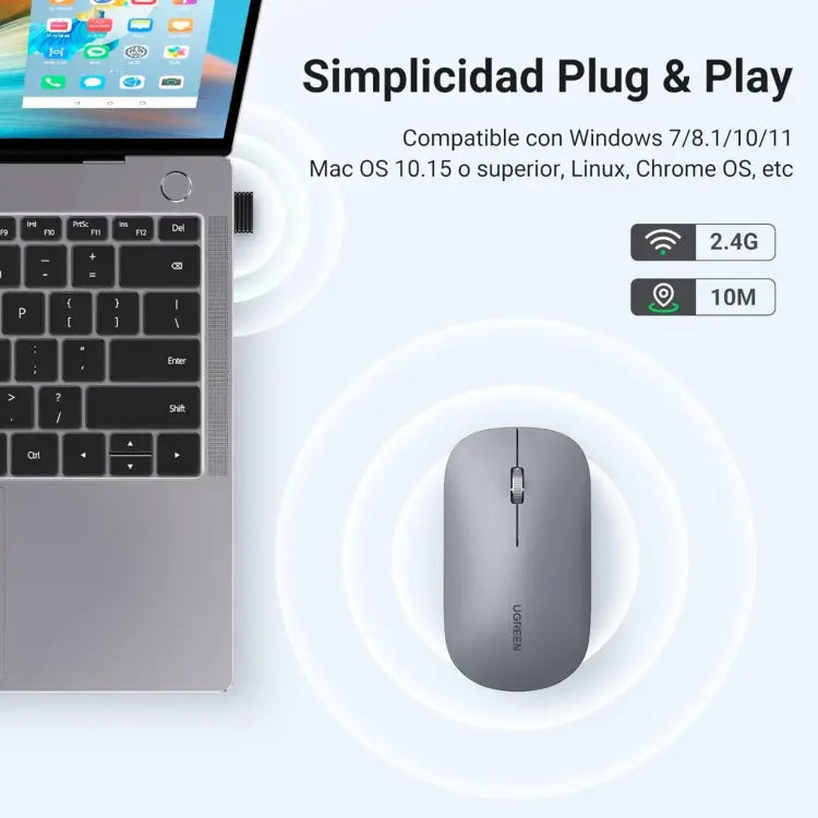 MOUSE INALAMBRICO GRIS CLARO - 4000 DPI