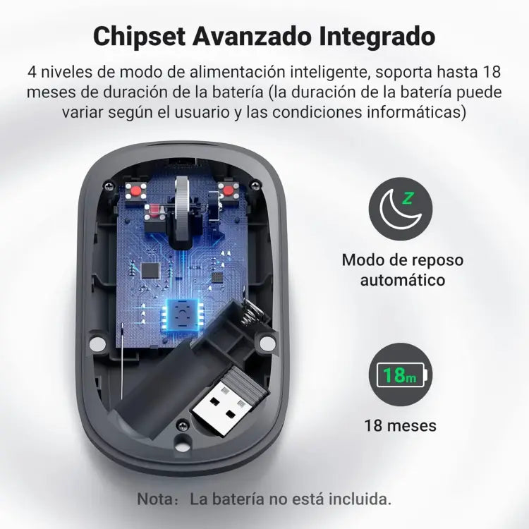 MOUSE INALAMBRICO GRIS CLARO - 4000 DPI