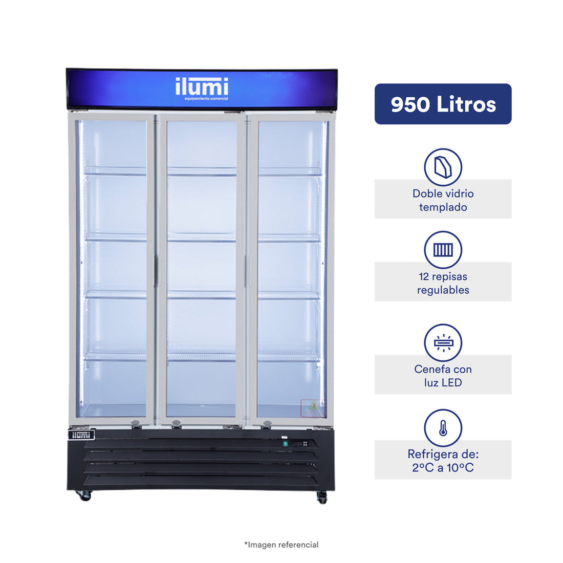 Bc Cooler (Fan Cooling) 3 Puertas Vidrio Vertical 950L Ilumi