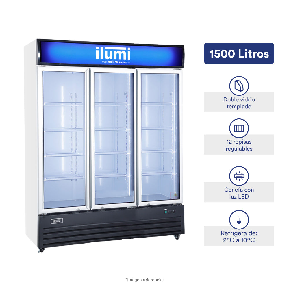 Bc Cooler (Fan Cooling) 3 Puertas Vidrio Vertical 1500L Ilumi
