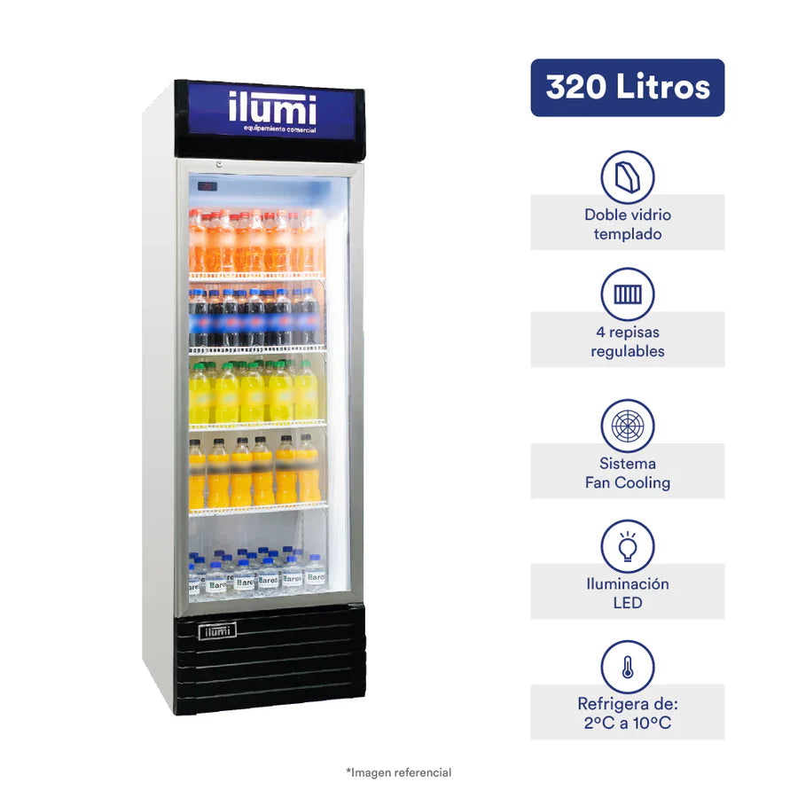 Bc Cooler (Fan Cooling) Puerta Vidrio Vertical 320L  Ilumi