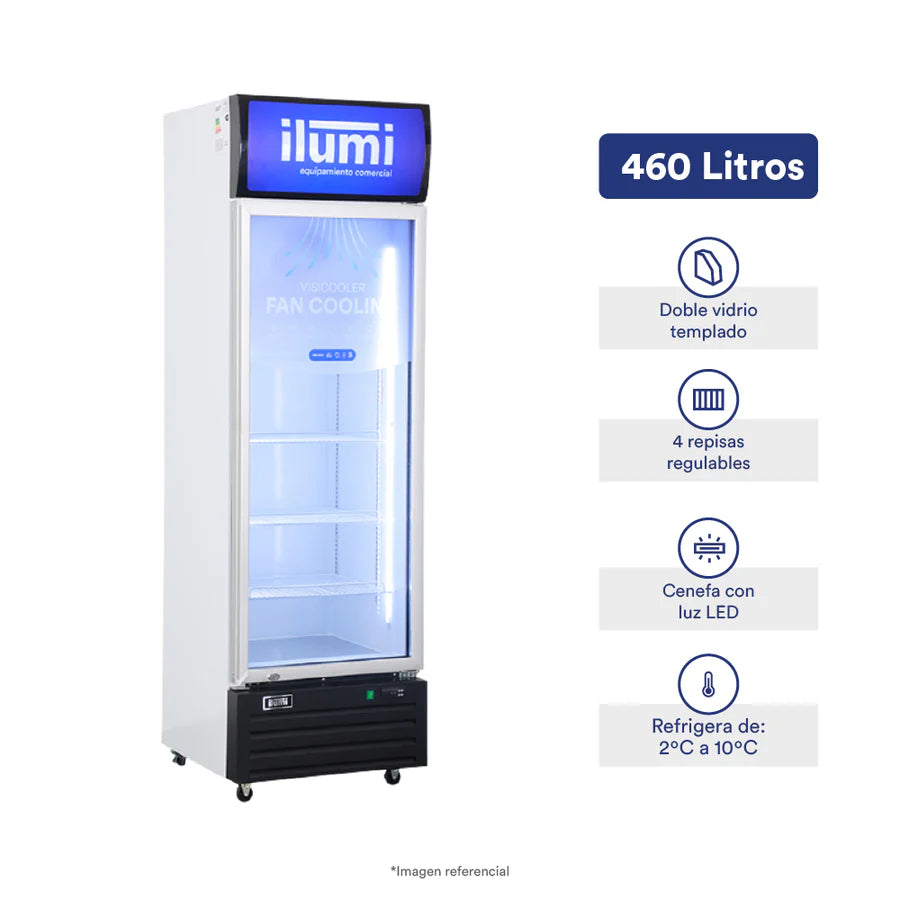 Bc Cooler (Fan Cooling) Puerta Vidrio Vertical 350L  Ilumi