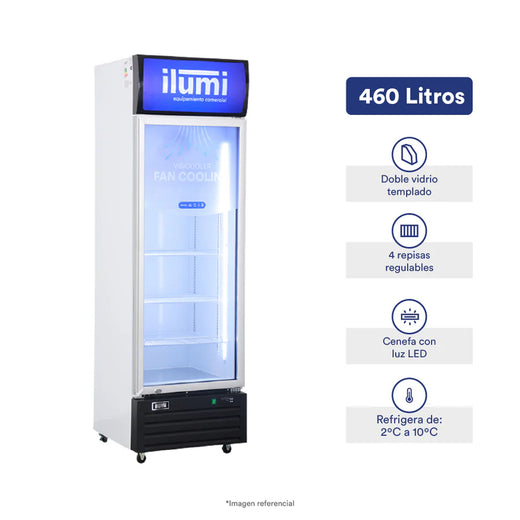 Bc Cooler (Fan Cooling) Puerta Vidrio Vertical 460L  Ilumi