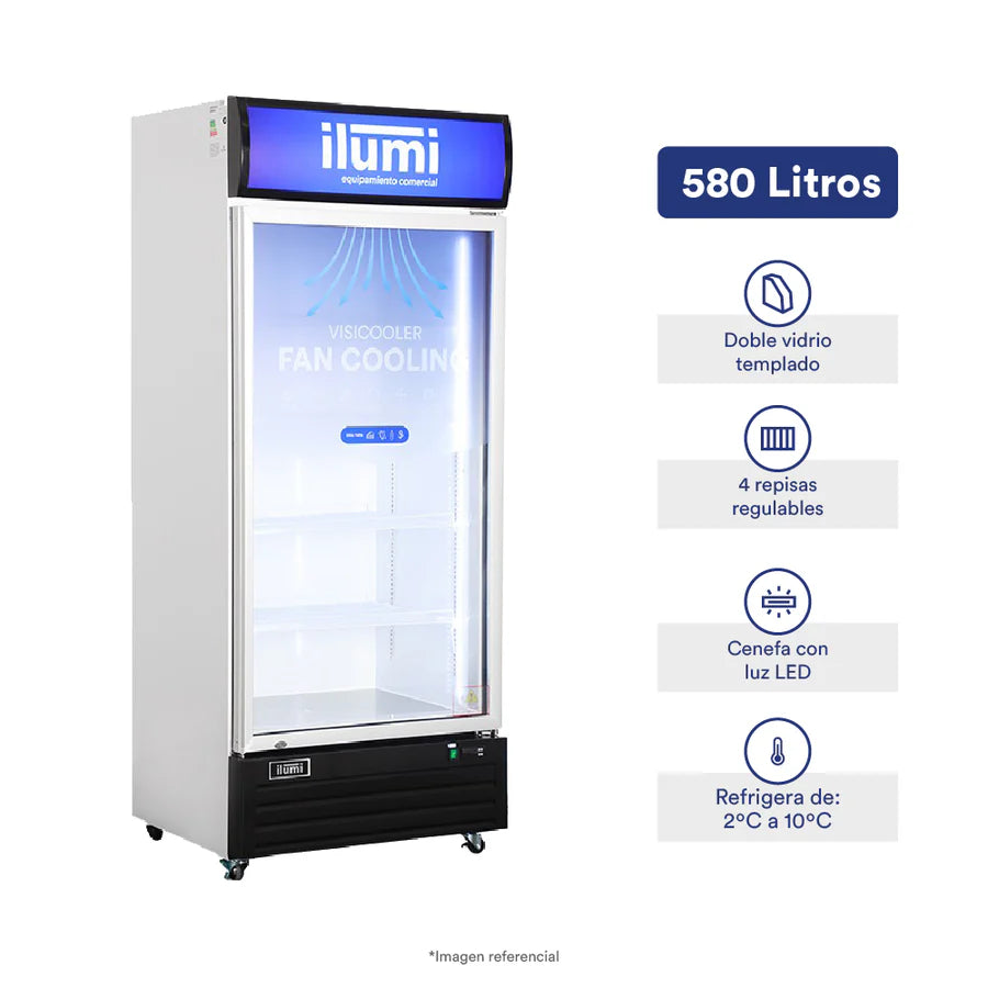 Bc Cooler (Fan Cooling) 1 Puertas Vidrio Vertical 580L Ilumi