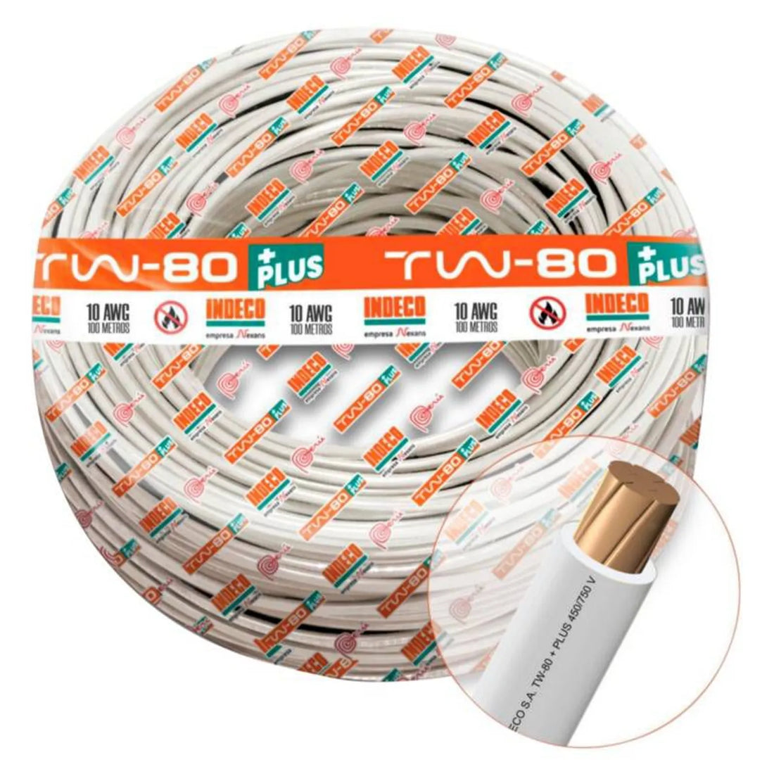 CABLE ELECTRICO 7 HILOS INDECO NACIONAL #10 AWG 100MTS + PLUS