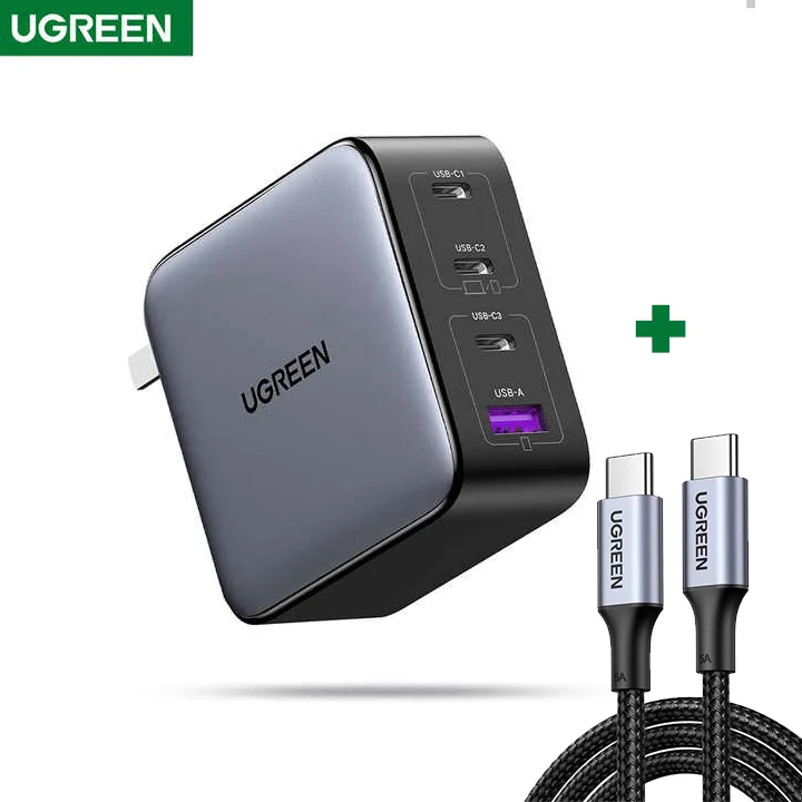 CARGADOR 65W FAST CHARGER - GAN - 3 PUERTOS - 3 ENCHUFES
