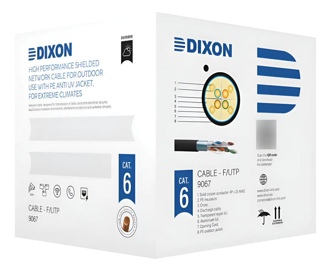 Rollo De Cable De Red Utp Dixon Cat6E De 305 Mts Exterior 9067 100% Cobre Puro