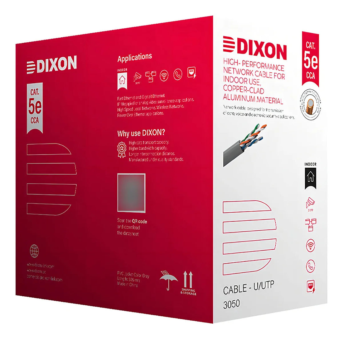 Rollo De Cable De Red Utp Dixon  Cat5E De 305 Mts Negro 3050