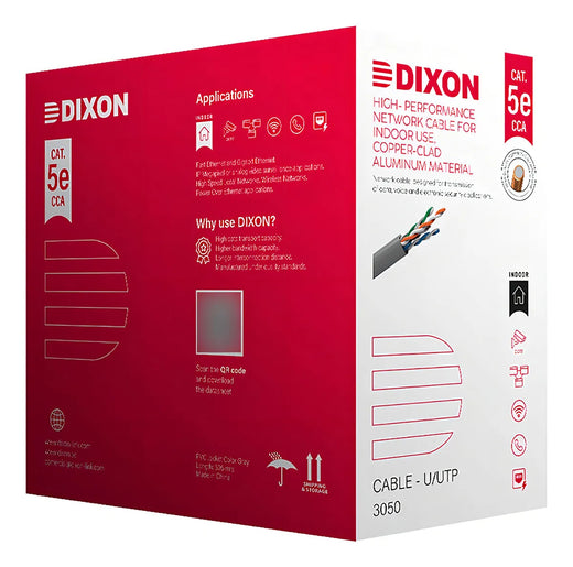 Rollo De Cable De Red Utp Dixon  Cat5E De 305 Mts Negro 3050