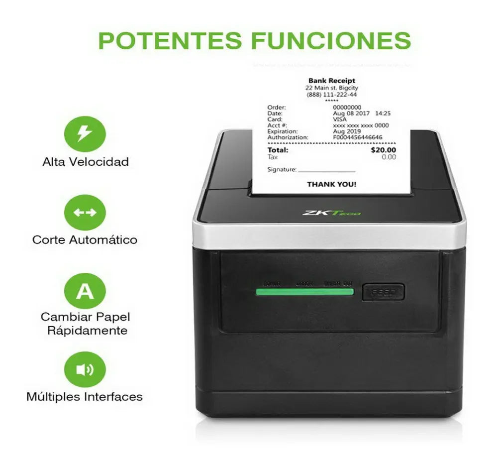 IMPRESORA TÉRMICA 80MM USB / SERIAL / ETHERNET ZKTECO