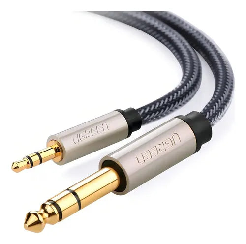 CABLE AUDIO STEREO TRS 3.5 MM - 6.35 MM - 2 MTS - GRIS