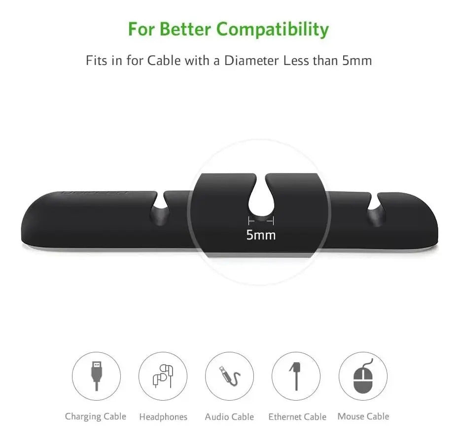 ORGANIZADOR DE CABLES C/ 7 RANURAS - DIAMETRO 5MM - MATERIAL GEL SILICE