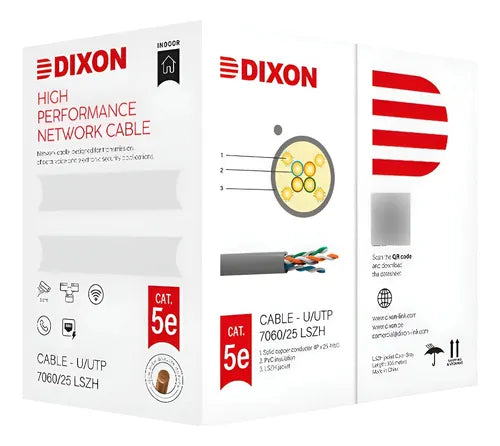 Rollo De Cable De Red Utp Dixon  Cat5E De 305 Mts Interior 7060 100% Cobre Puro