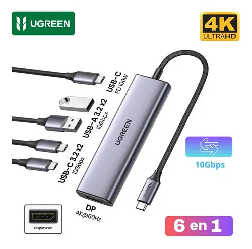 HUB 6 EN 1 - USB - C - USB 3.0 A+HDMI+RJ45+PD CONVERTER