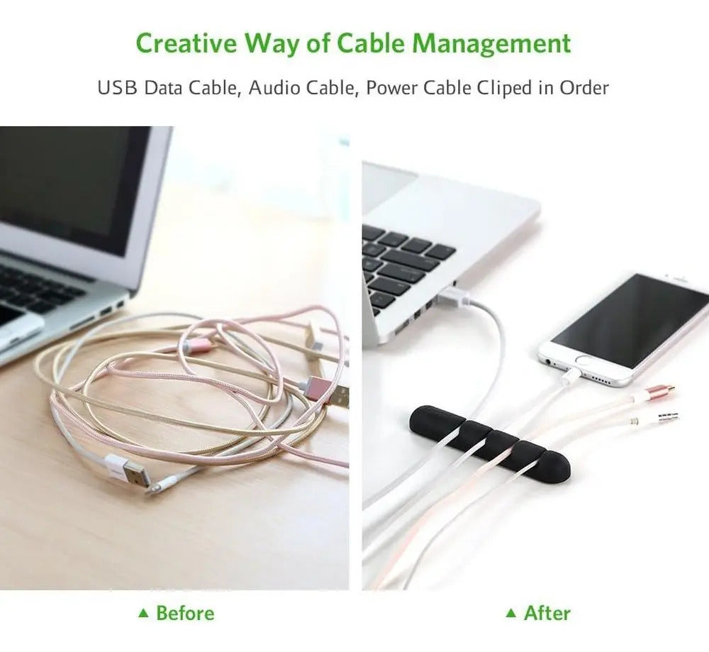 ORGANIZADOR DE CABLES C/ 4 RANURAS - 2 PIEZAS POR PACK - DIAMETRO 5MM - MATERIAL GEL SILICE