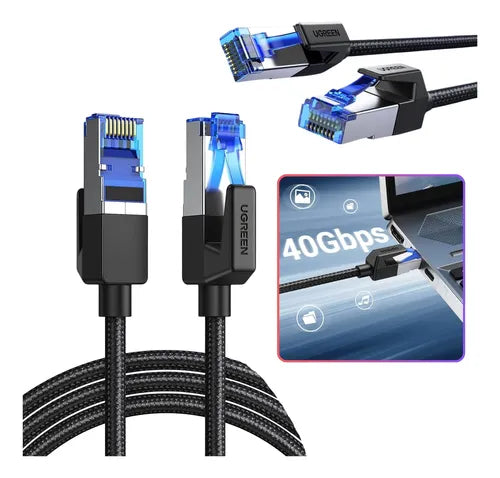 CABLE CAT8 - 3 MTS - TRENZADO REDONDO BLINDADO - CONECTORES MODULARES