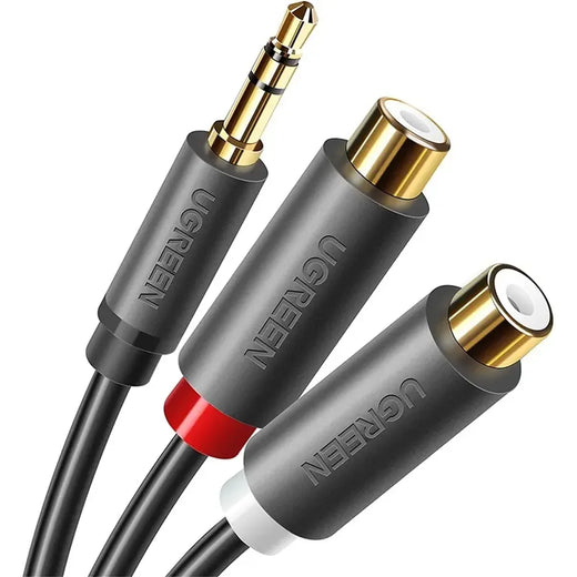 UGREEN 3.5MM MALE TO 2RCA FEMALE CABLE 25CM (GRAY)