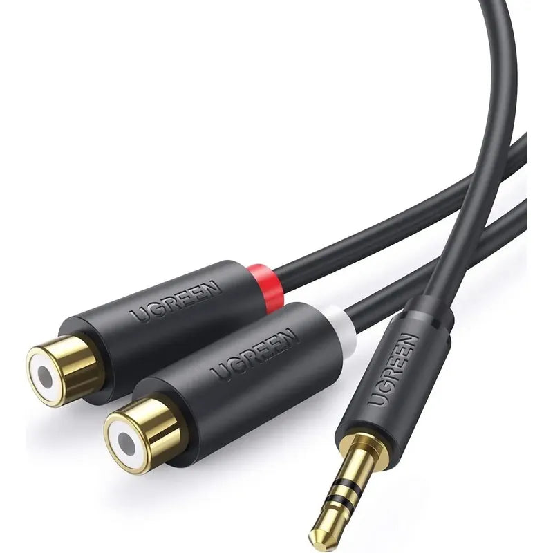 UGREEN 3.5MM MALE TO 2RCA FEMALE CABLE 25CM (GRAY)