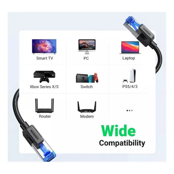 CABLE ETHERNET TRENZADO - COBRE PURO - CAT8 - 15 MTS - NEGRO