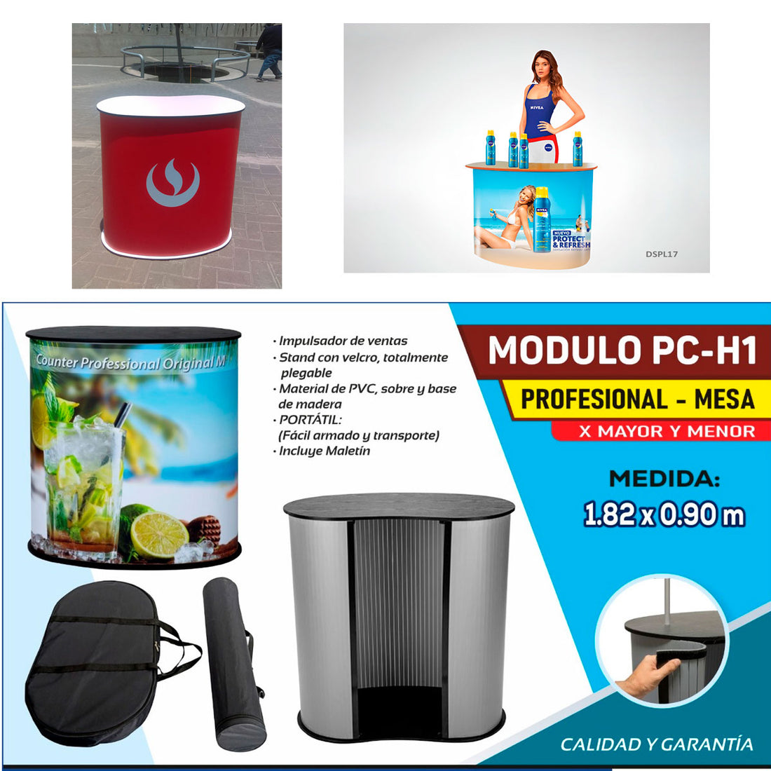 MODULO PVC PUBLICITARIO PROFESIONAL CURVO MESA 0.90X1.82 M PC-H1