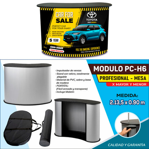 MODULO PVC PUBLICITARIO PROFESIONAL CURVO MESA 0.90X1.82 M PC-H1