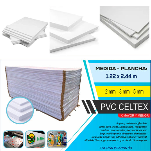 PVC CELTEX FOAM 3MM 1.22X2.44 M DENSIDAD 0.46