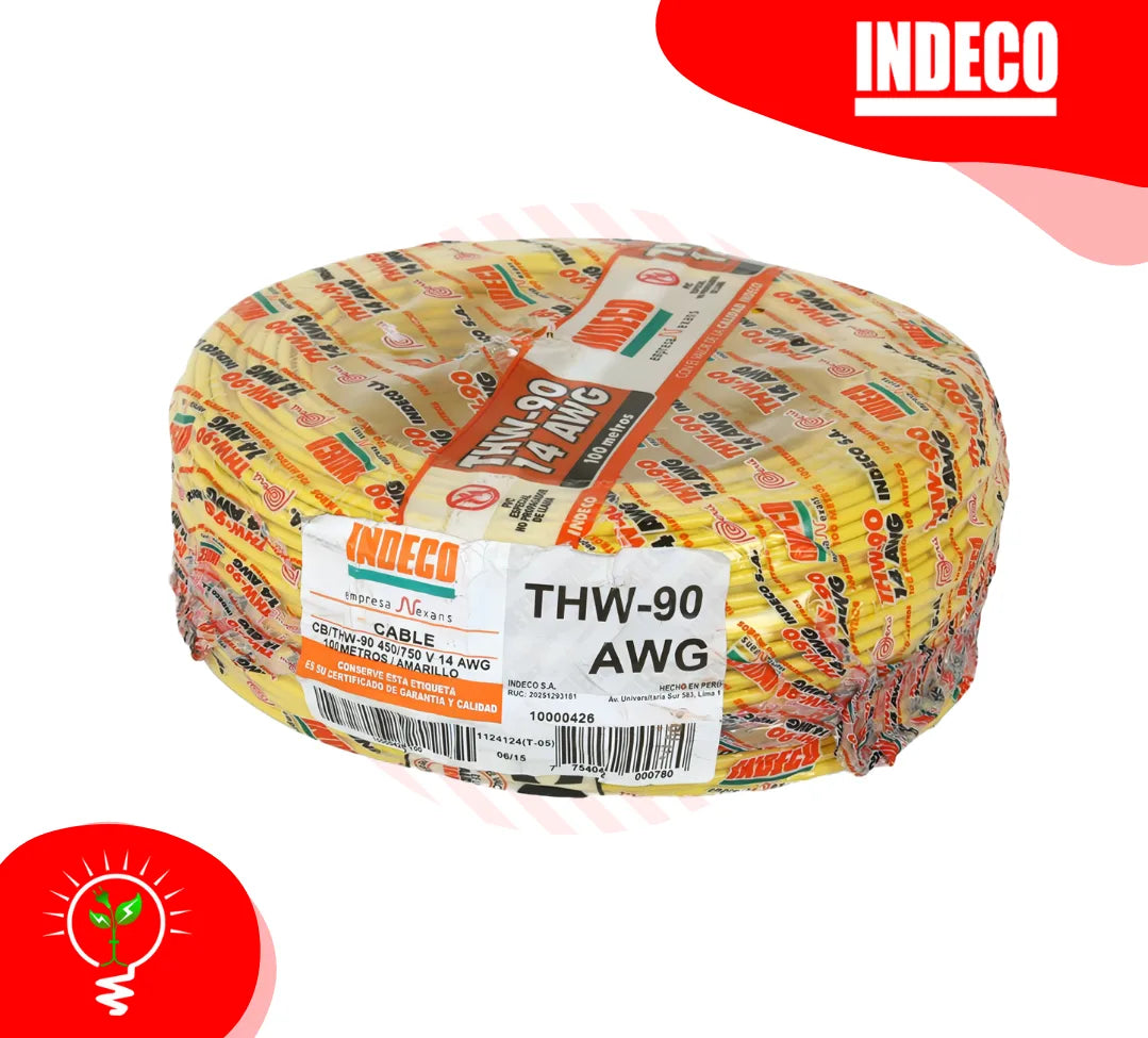 CABLE ELECTRICO 7 HILOS INDECO IMPORTADO THW-90 14 AWG 100MTS PLUS