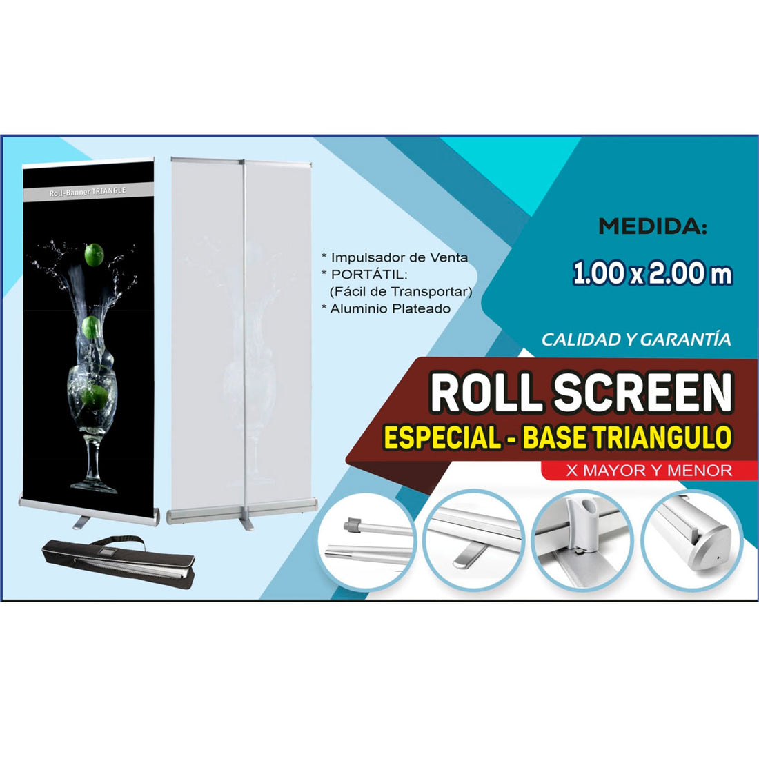 ROLL SCREEN PUBLICITARIO PREMIUM ESPECIAL 1X2 M