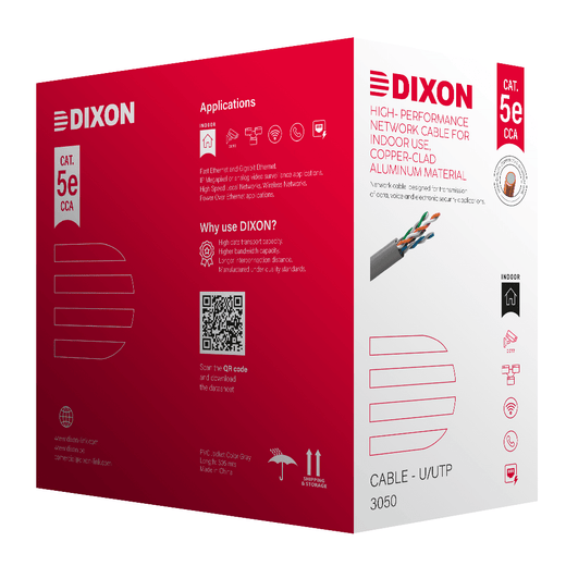 Rollo De Cable De Red Utp Dixon  Cat5E De 305 Mts Gris 3050