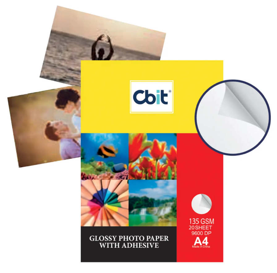 PAPEL FOTOGRAFICO ADHESIVO BRILLANTE A4 X 20HOJAS 135 GRAMOS