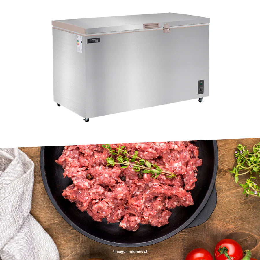 Congeladora Horizontal Tapa Dura De Acero Inoxidable 450 Litros Ilumi