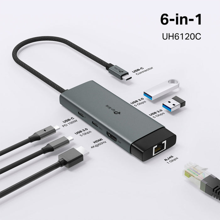 UH6120C HUB USB-C 6 EN 1 CON HDMI Y ETHERNET TP-LINK