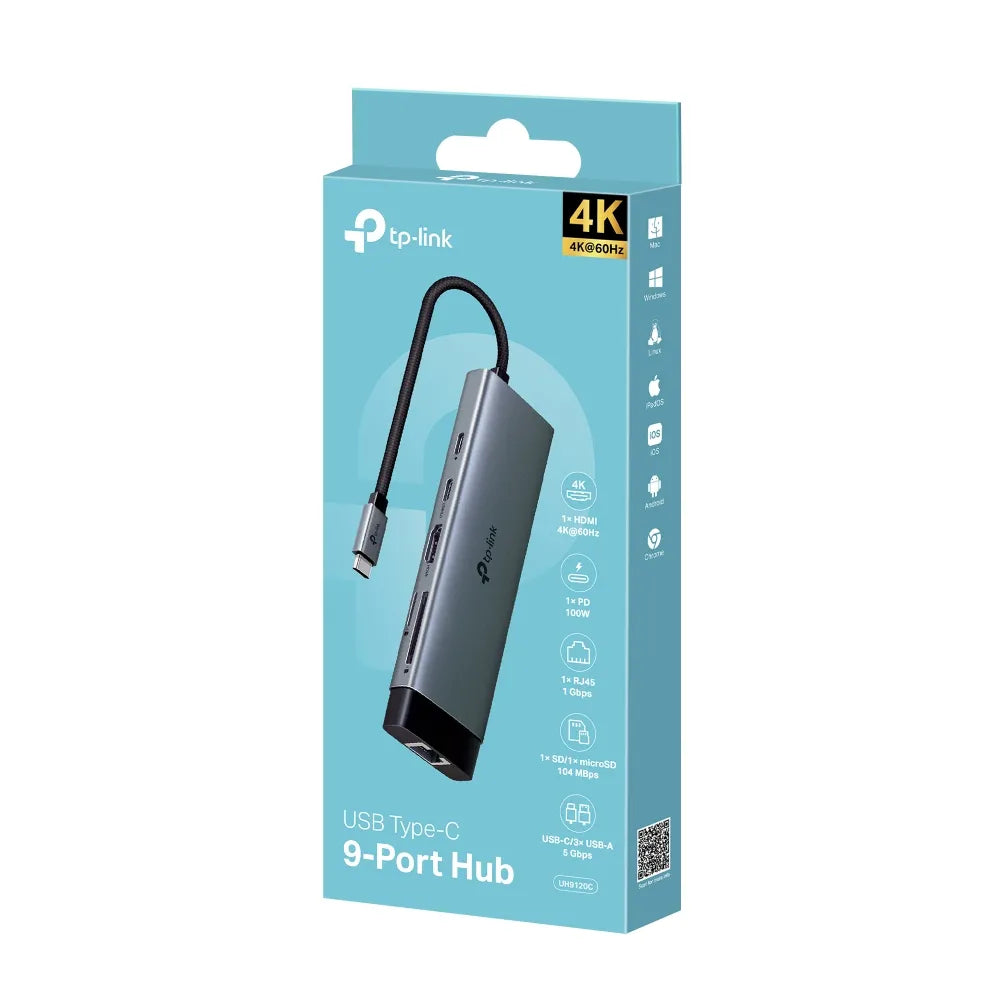 UH9120C HUB USB-C 9 EN 1 COMPLETO CON HDMI Y LAN TP-LINK