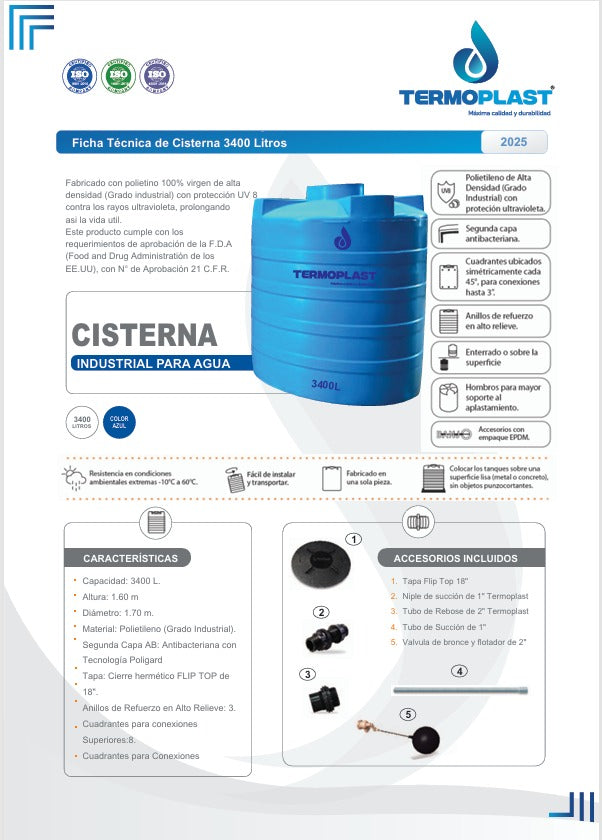 3000 L Water Tank Cistern Thermoplastic