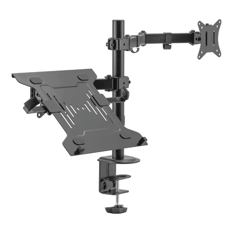 RACK DE ESCRITORIO ARTICULADO PARA  MONITORES CON BANDEJA PARA LAPTOP - KE32-ML