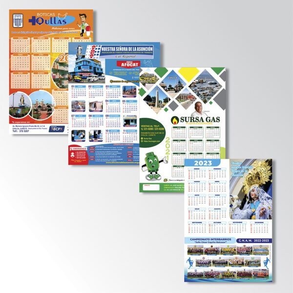 CALENDARIOS PERSONALIZADOS DE PARED FULL COLOR SOLO TIRA 50X70 500 UND.