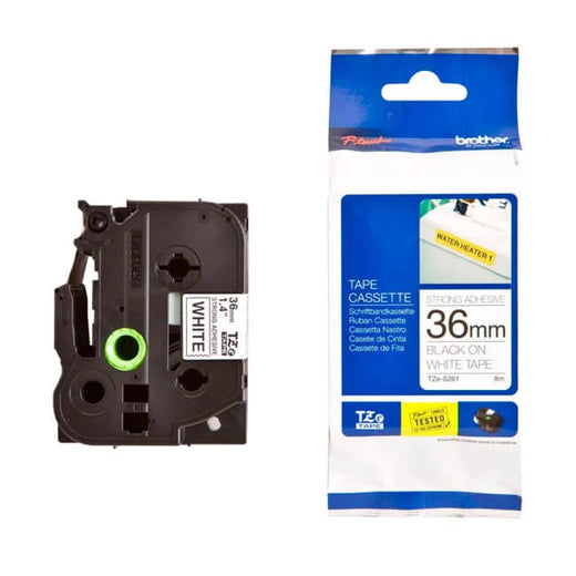 CINTA BROTHER TZES261 1.5" (36MM) BLACK ON WHITE INDUSTRIAL TAPE