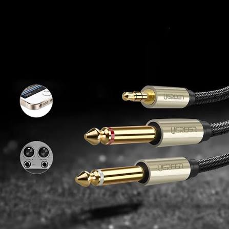 CABLE AUDIO STEREO TRS 3.5 MM - 6.35 MM - 2 MTS - GRIS